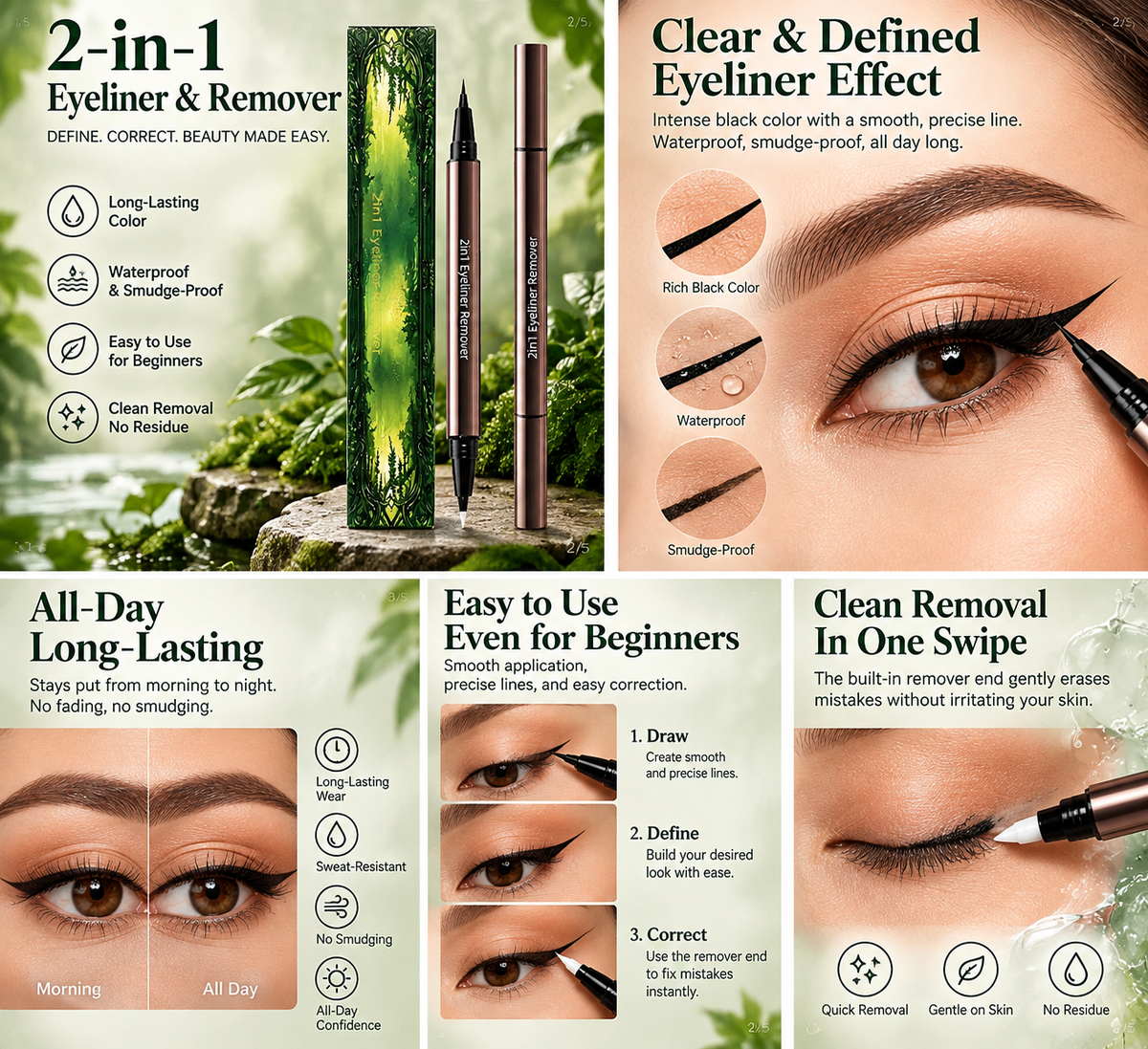 Long-wear liquid eyeliner makeup look