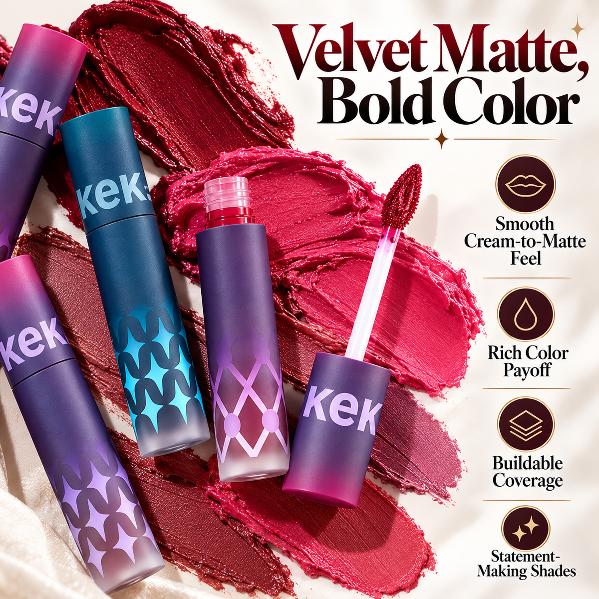 👄NEW Velvet Matte Liquid Lipstick  – 🎃Bold Gothic Shades for Halloween & Christmas Holiday Makeup