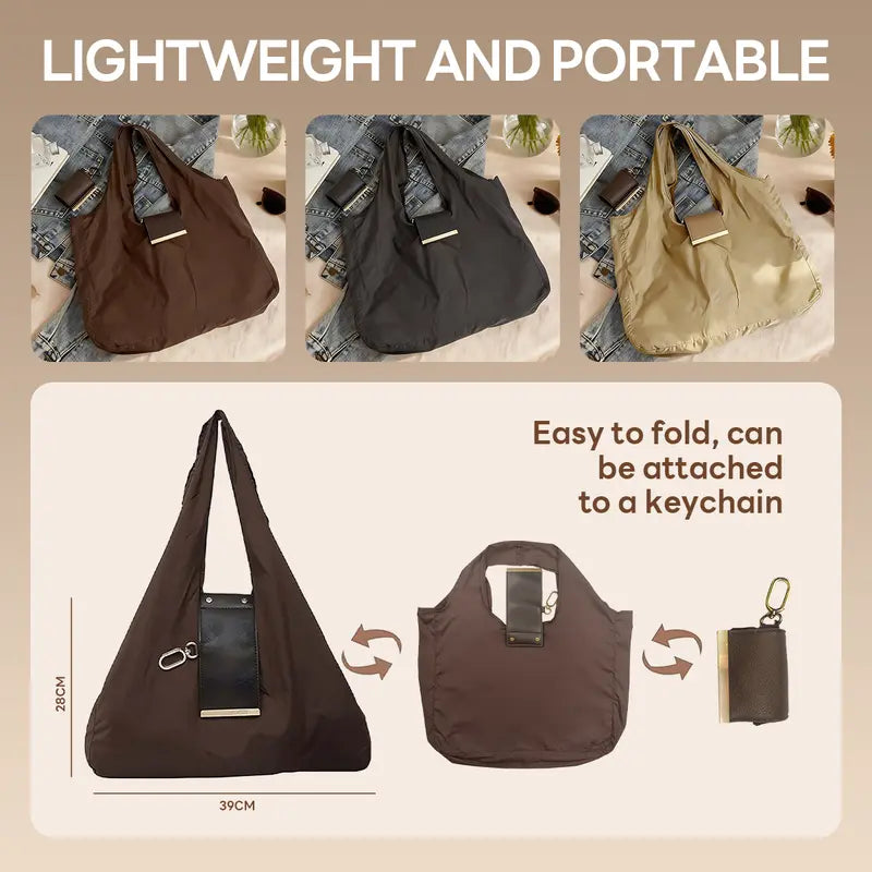 Foldable Keychain Tote Bag – Reusable Expandable Shopping Bag