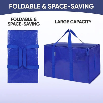Extra-Large Foldable Moving Bags with Full-Zip Top, Reinforced Handles & Label Pockets