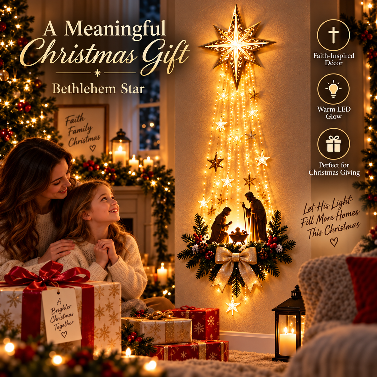 🌟✝️ Bethlehem Star of Faith– Lighted Nativity Wall Decor ✨Last Day 80% OFF✨