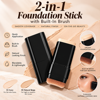 Korean 2-in-1 Foundation Stick with Built-In Brush