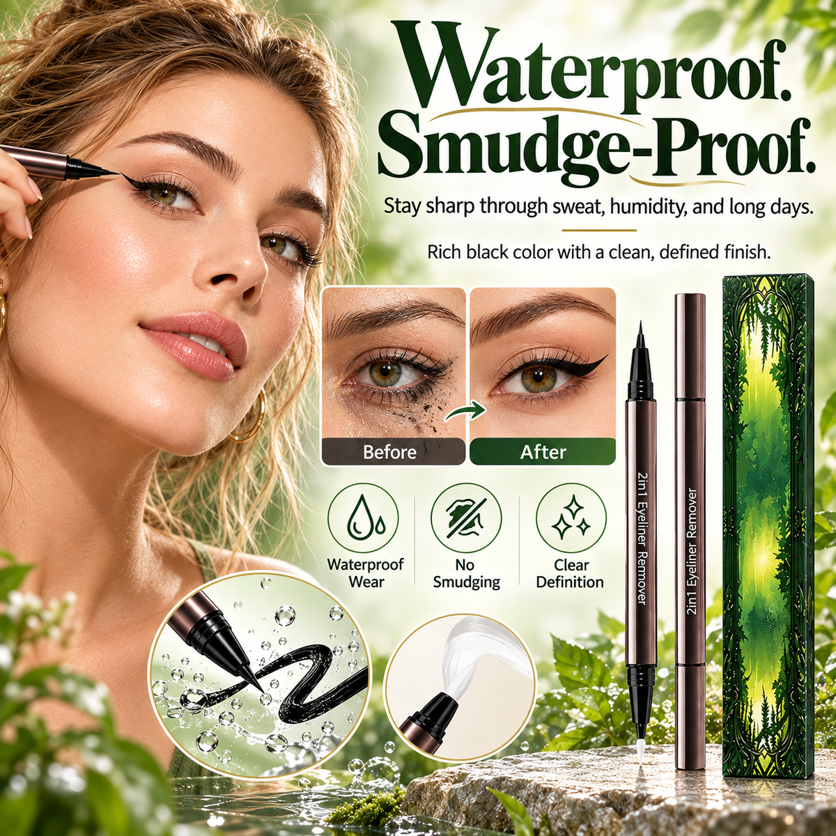 👁️✨ NEW 2-in-1 Dual-Ended Long-Lasting Liquid Eyeliner Pen – Smooth Application, Smudge-Proof, Natural-Looking Invisible Eyeliner