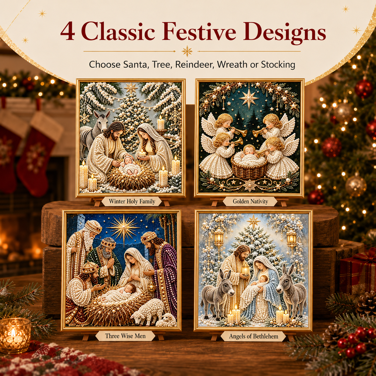 ⛪✝️ Nativity Diamond Painting Kit – 3D Pearl Christmas Art🪽