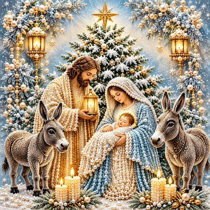 ✝️ Nativity Diamond Painting Kit – 3D Pearl Christmas Art🪽