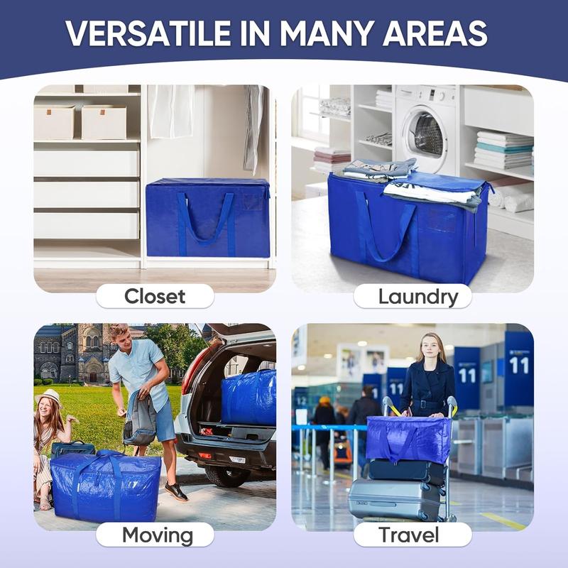 Extra-Large Foldable Moving Bags with Full-Zip Top, Reinforced Handles & Label Pockets