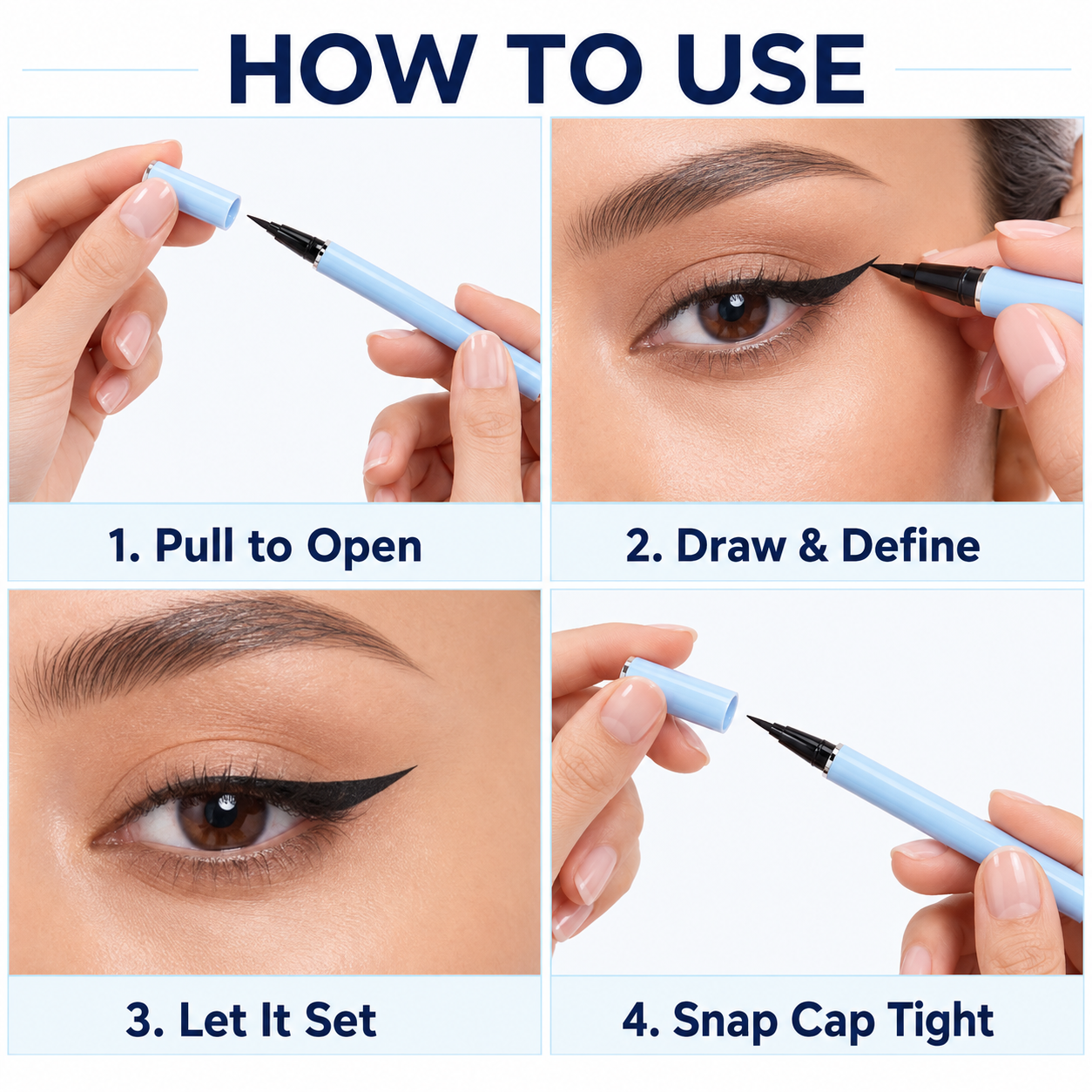 24-Hour Waterproof Liquid Eyeliner Pen – Ultra-Fine Felt Tip, Quick-Drying, Smudge-Resistant