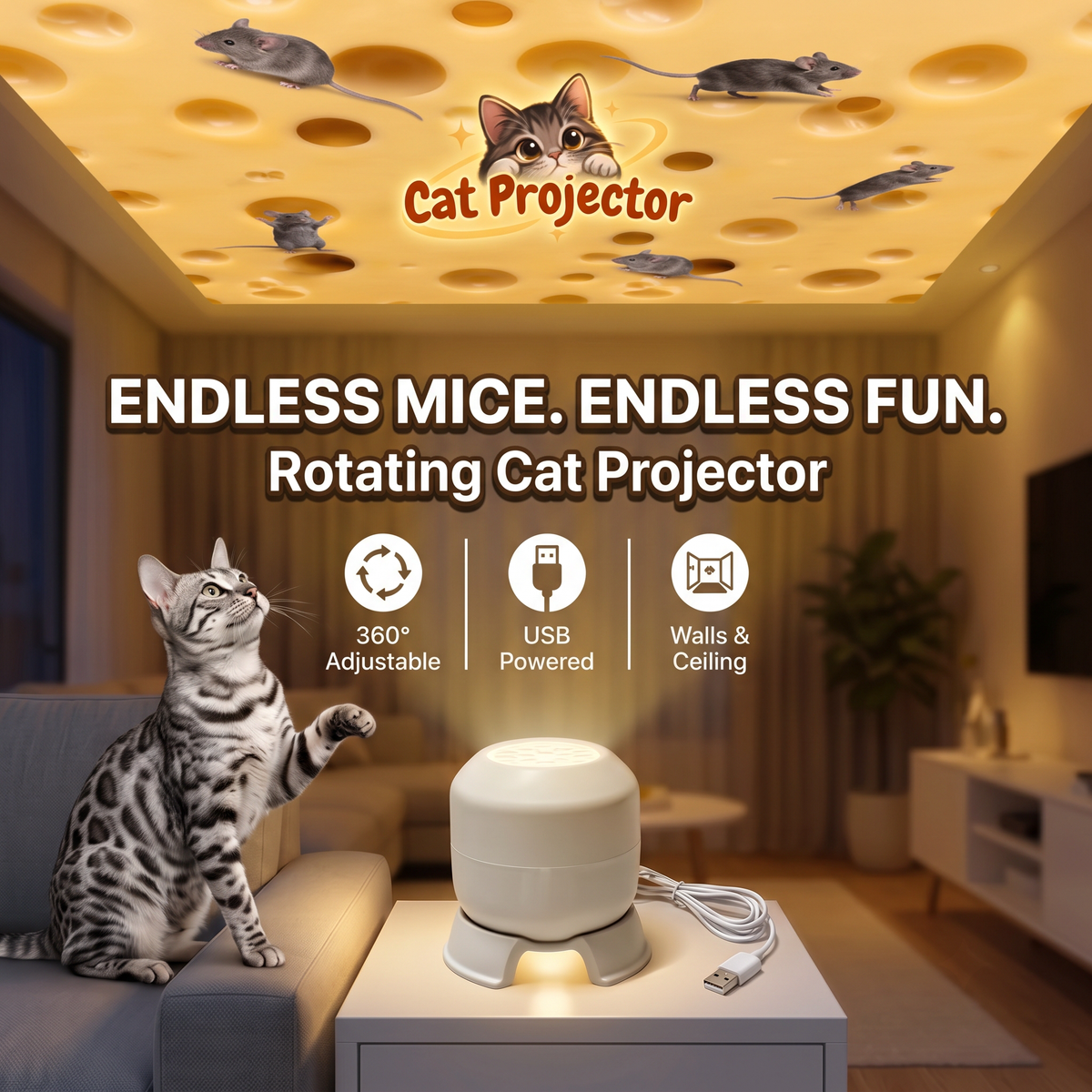 NEW Rotating Cat Projector