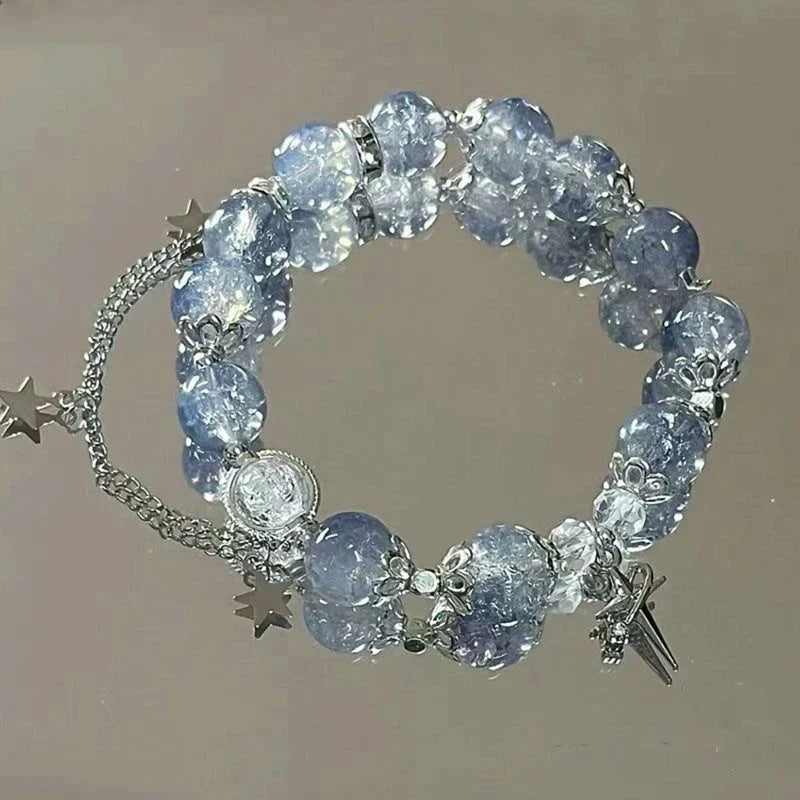 Simple Green Popcorn Beaded Crystal Bracelet for Women