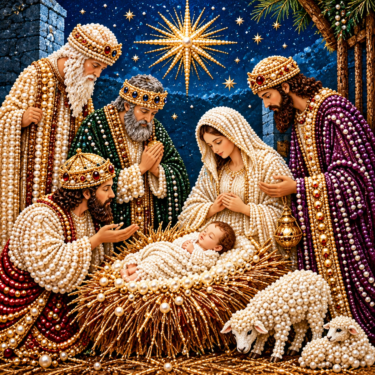 ✝️ Nativity Diamond Painting Kit – 3D Pearl Christmas Art🪽