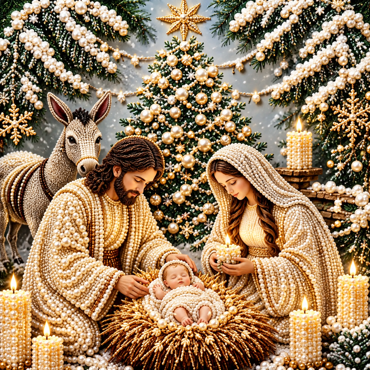 ✝️ Nativity Diamond Painting Kit – 3D Pearl Christmas Art🪽