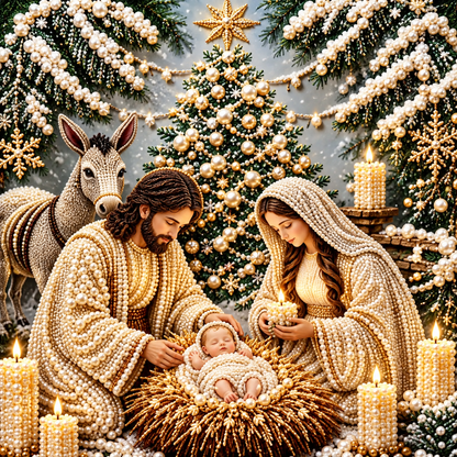 ✝️ Nativity Diamond Painting Kit – 3D Pearl Christmas Art🪽