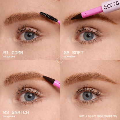 Soft & Sculpt Brow Powder Pen, 24H Wear, Cream To Powder Eyebrow, Transfer-Resistant Formula,  Professional Makeup💄