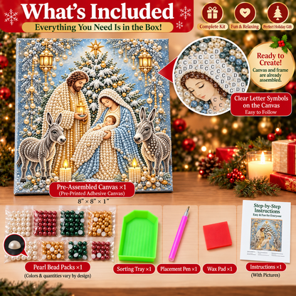 ⛪✝️ Nativity Diamond Painting Kit – 3D Pearl Christmas Art🪽
