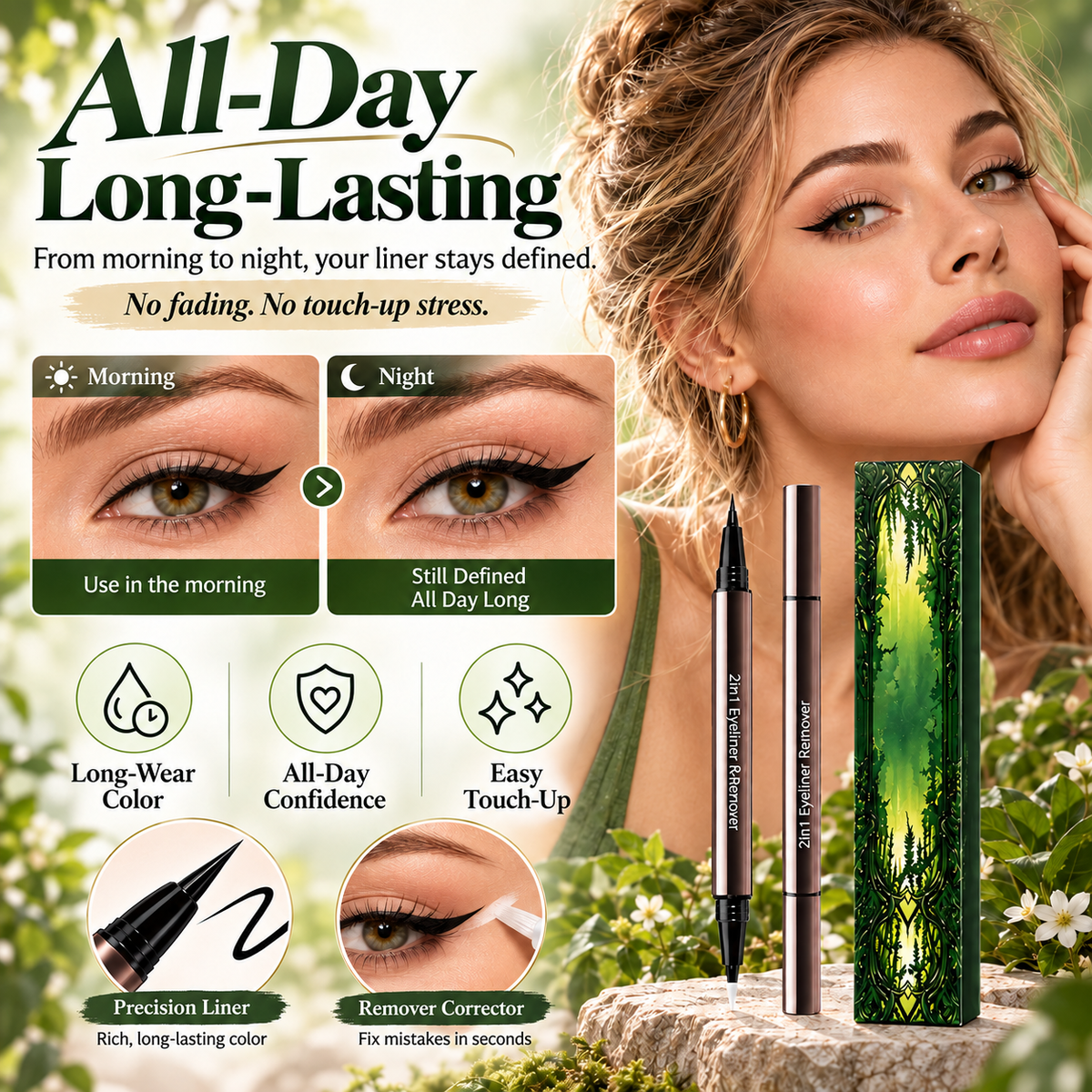 👁️✨ NEW 2-in-1 Dual-Ended Long-Lasting Liquid Eyeliner Pen – Smooth Application, Smudge-Proof, Natural-Looking Invisible Eyeliner